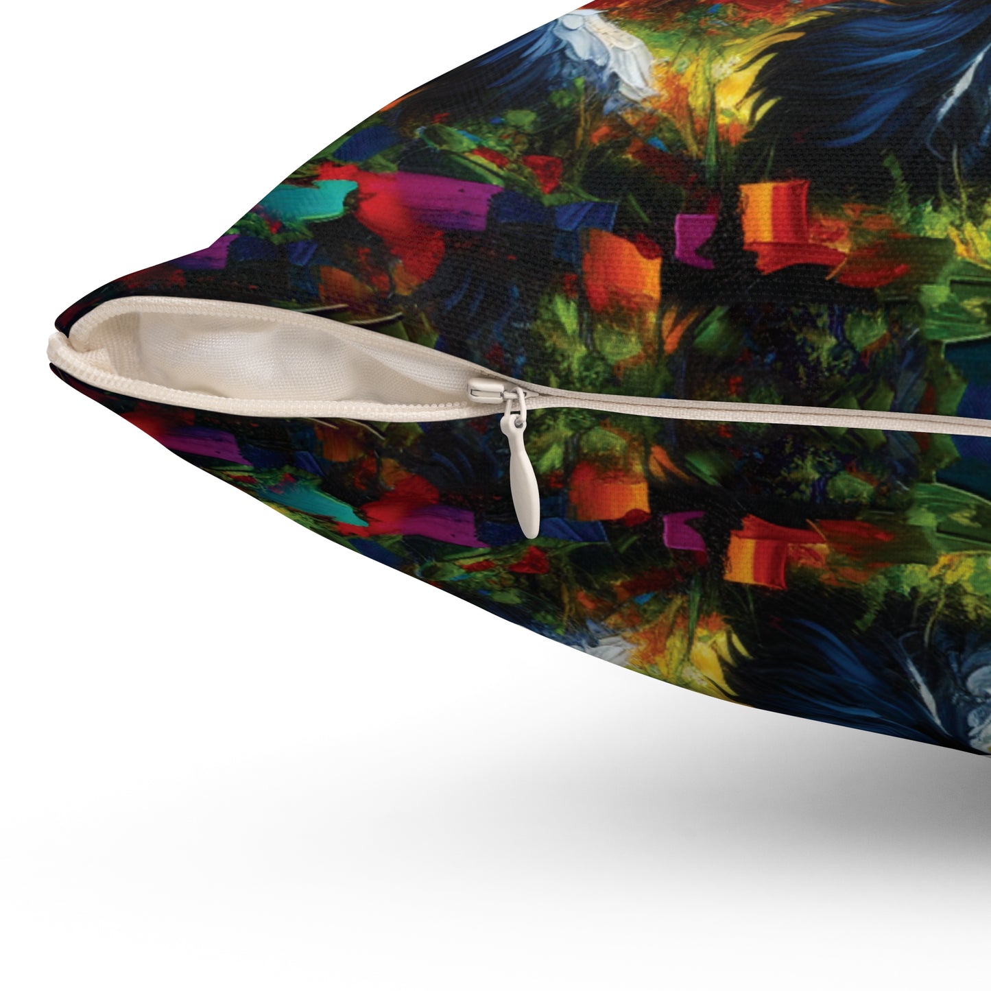 Elegant Black Stallion Unicorn - Square Throw Pillows