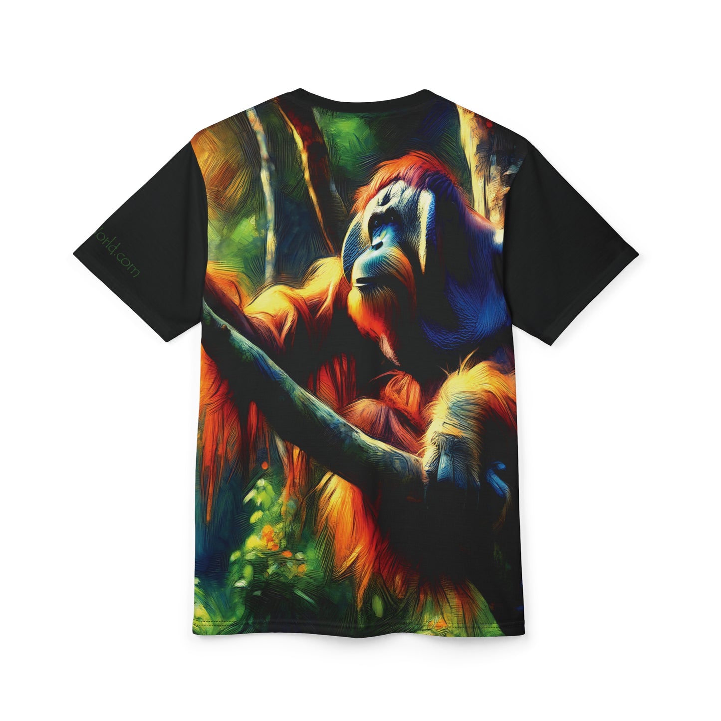 Orangutan in Tree Vibrant Art Tee | Colorful Unisex Cut & Sew T-Shirt, Wildlife Apparel, Unique Graphic Tee, Birthday Gift