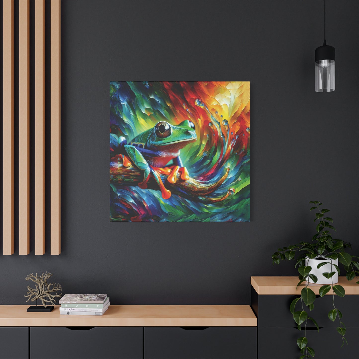 Treefrog Swirl Expressionist Canvas Art Print