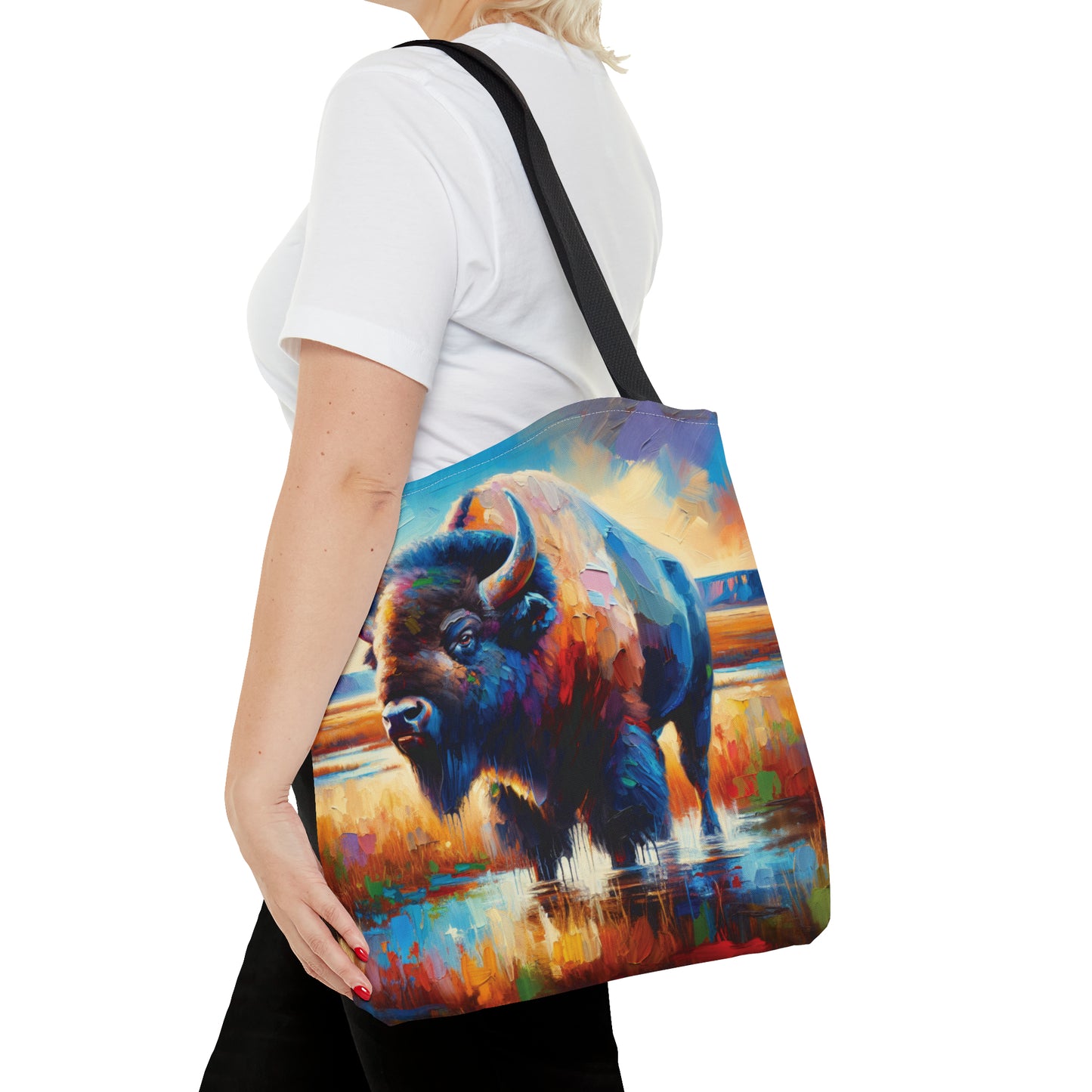Lone Bison After Rain - Tote Bag