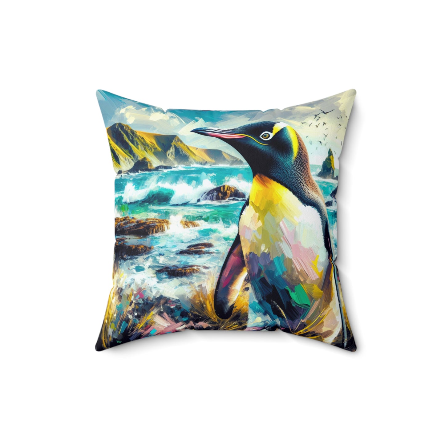 Yellow-Eyed Penguin of South Island - Square Throw Pillows