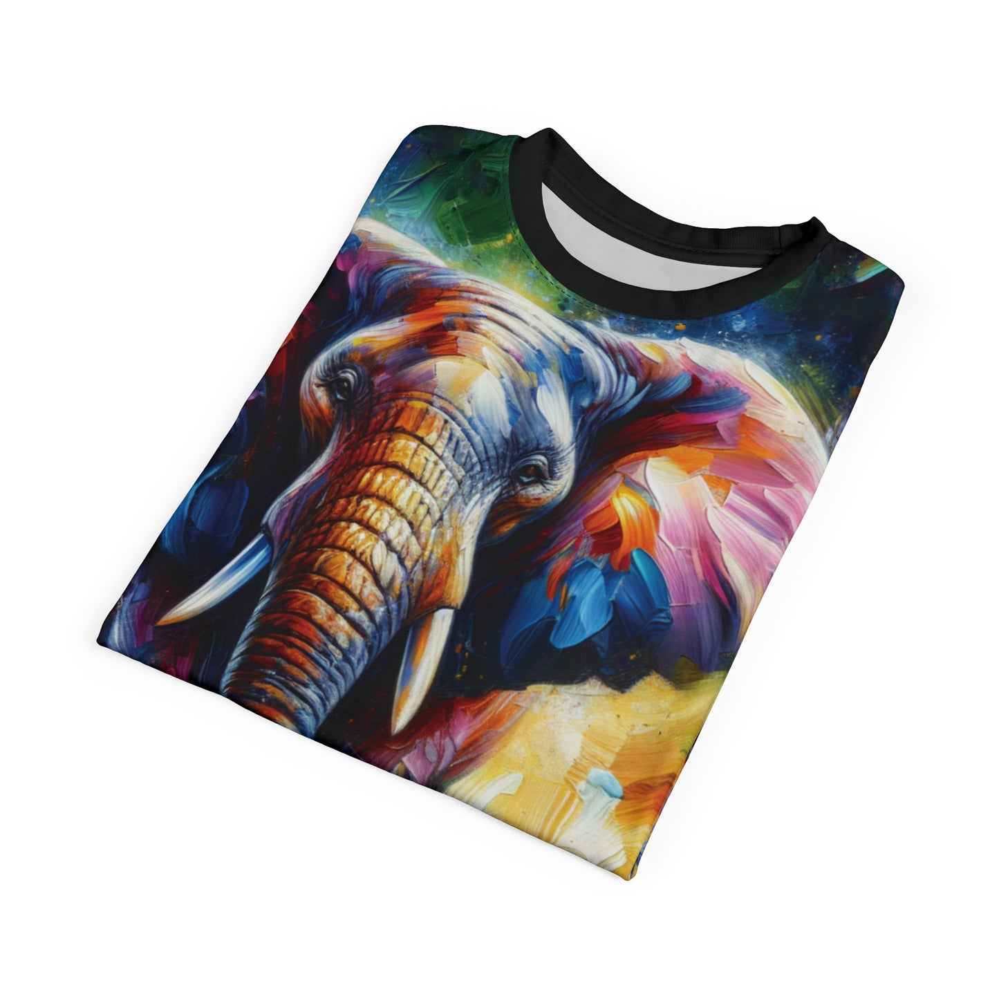 Celebrate Elephants! Vibrant Art Tee | Colorful Unisex Cut & Sew T-Shirt, Wildlife Apparel, Unique Graphic Tee, Birthday Gift