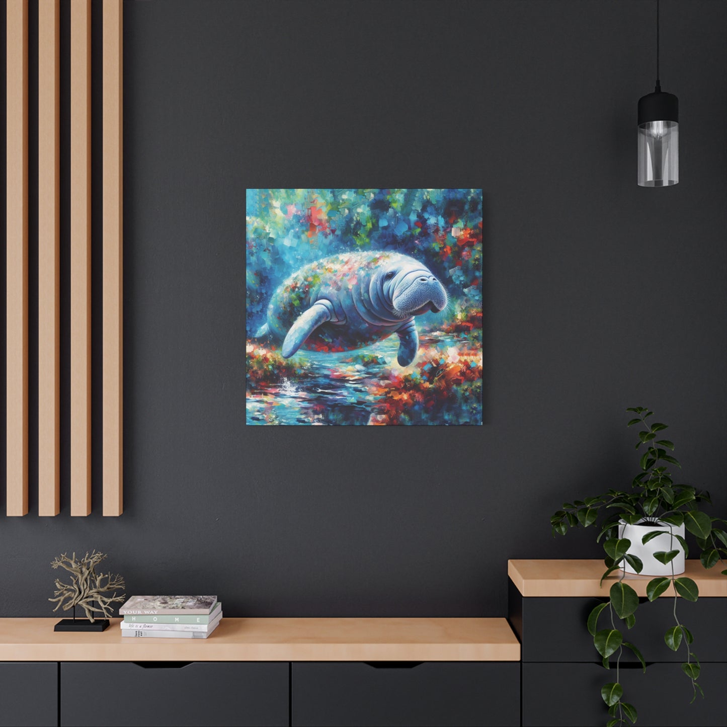 Manatee Garden Expressionist Canvas Art Print
