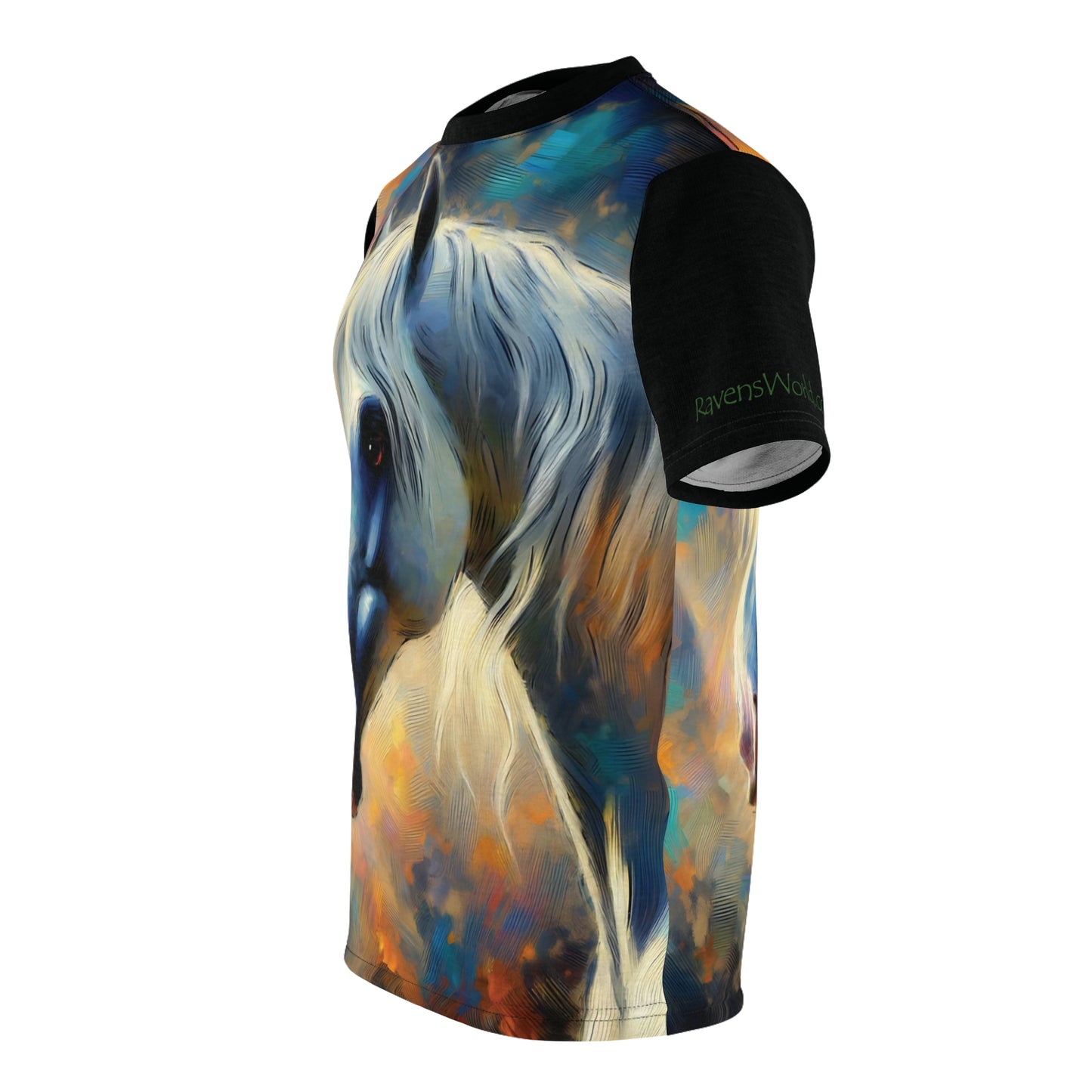 Andalusian Horse Portrait Vibrant Art Tee | Colorful Unisex Cut & Sew T-Shirt, Wildlife Apparel, Unique Graphic Tee, Birthday Gift