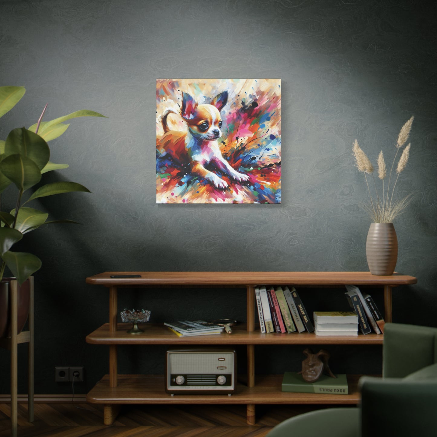 Chihuahua Mayhem Expressionist Canvas Art Print