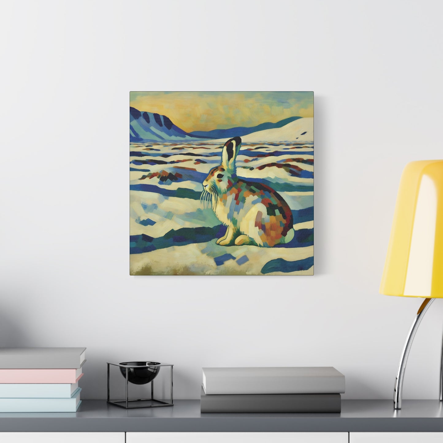 Arctic Hare on the Tundra, Expressionist Style Canvas Art Print