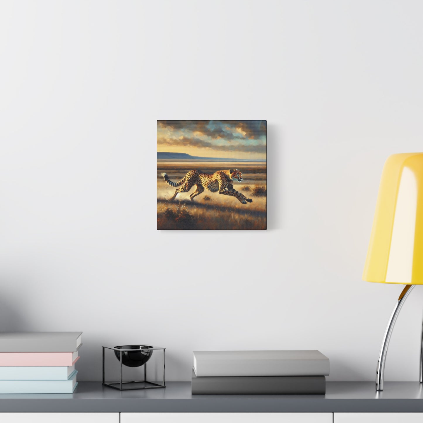 Cheetah Running Impressionist Canvas Art Print