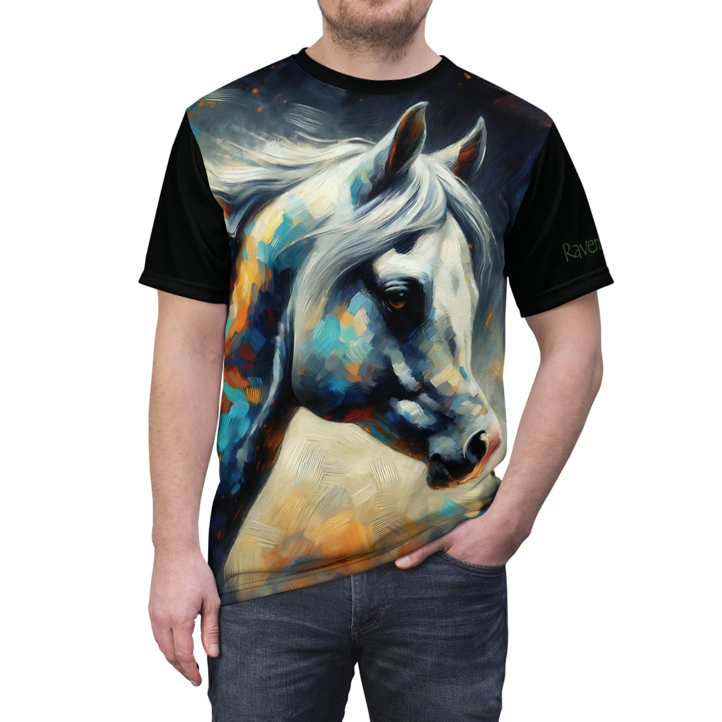 Dapple Grey Mare Vibrant Art Tee | Colorful Unisex Cut & Sew T-Shirt, Wildlife Apparel, Unique Graphic Tee, Birthday Gift