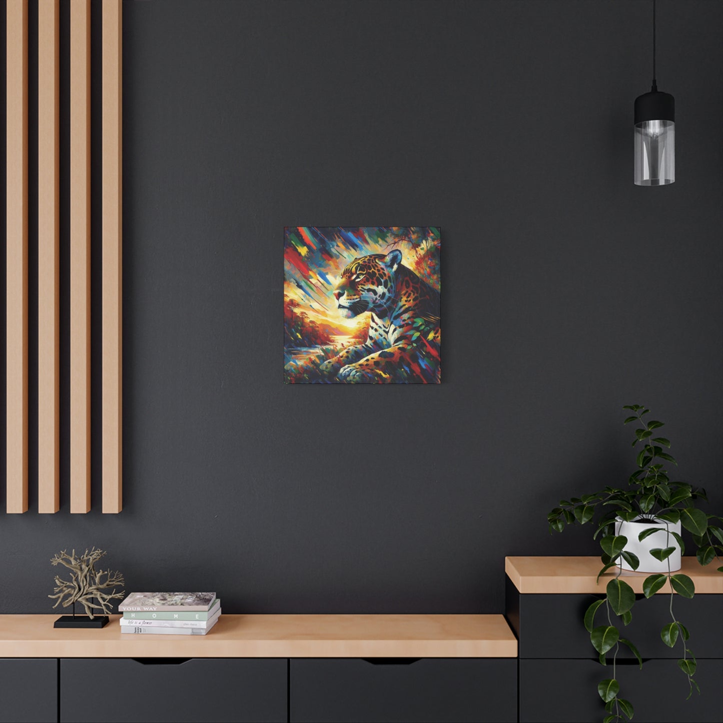 Jaguar Sunset Expressionist Canvas Art Print