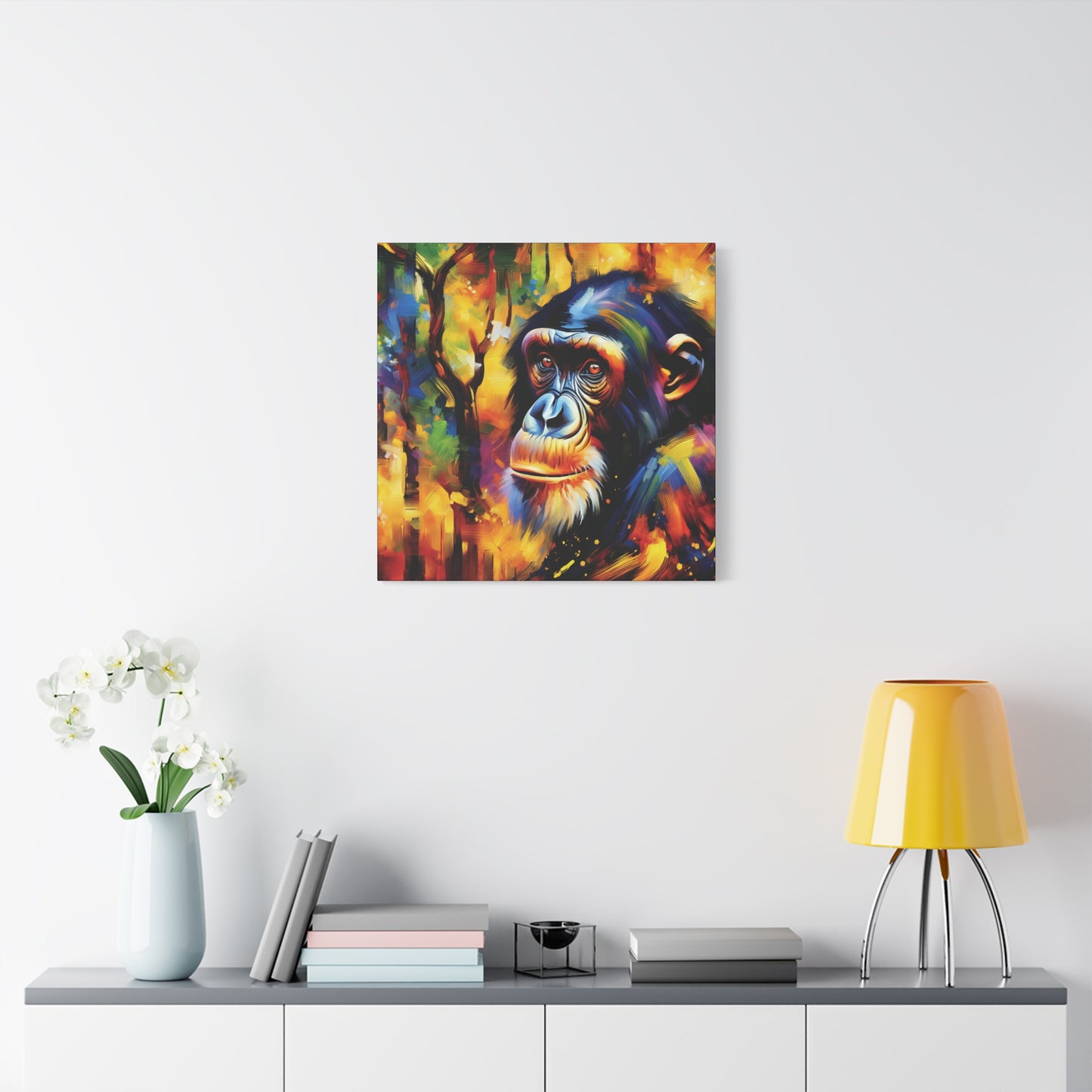 Curious Bonobo Expressionist Canvas Art Print