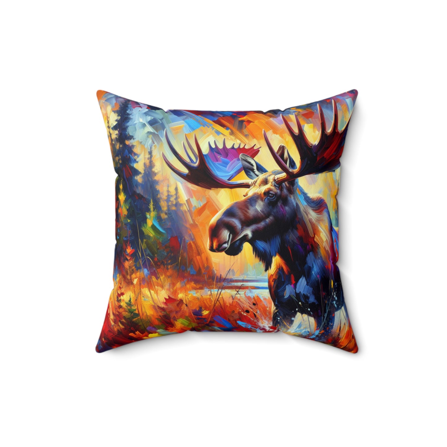 Sunset Moose - Square Throw Pillows