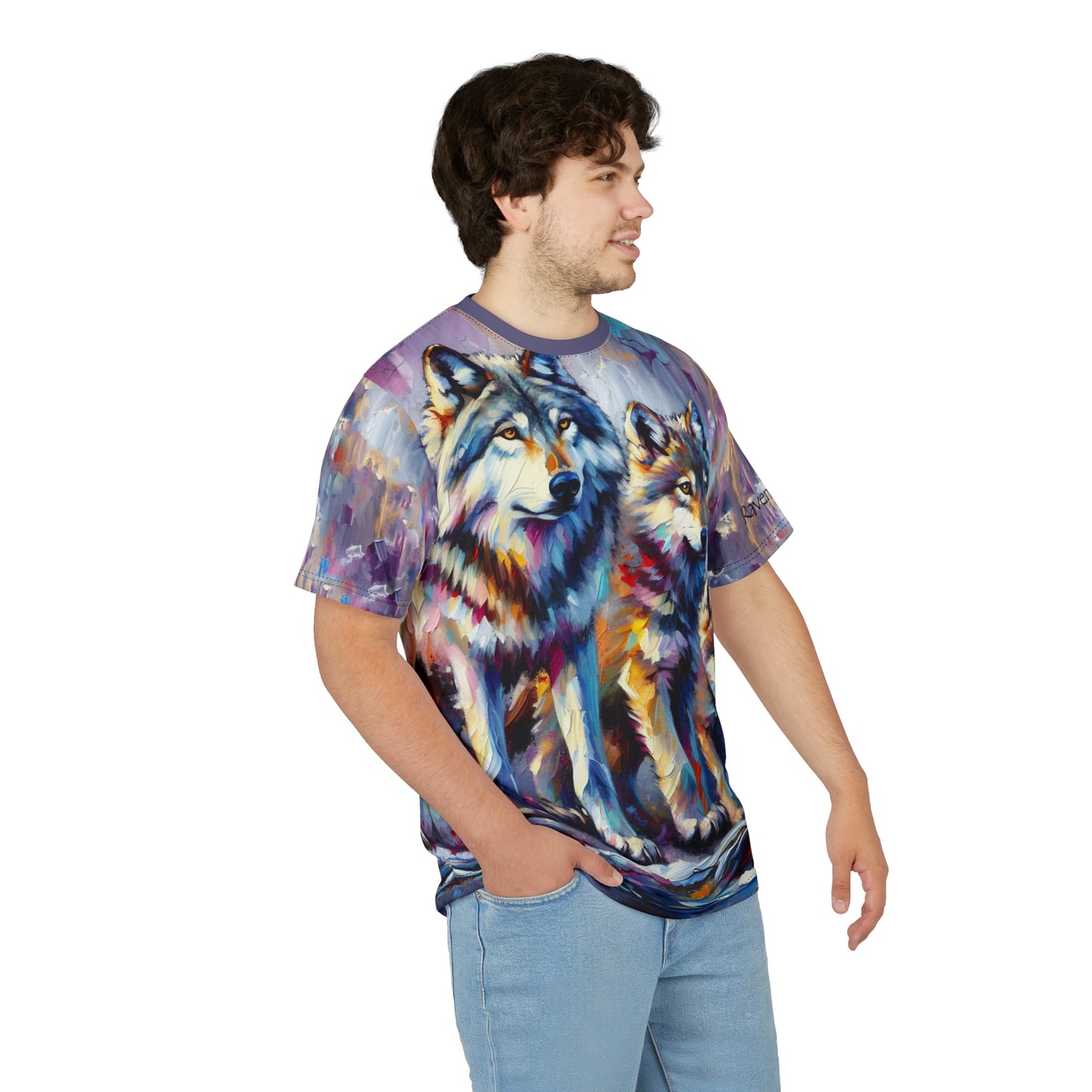Wolf with Juveniles - Unisex Cut & Sew Tee