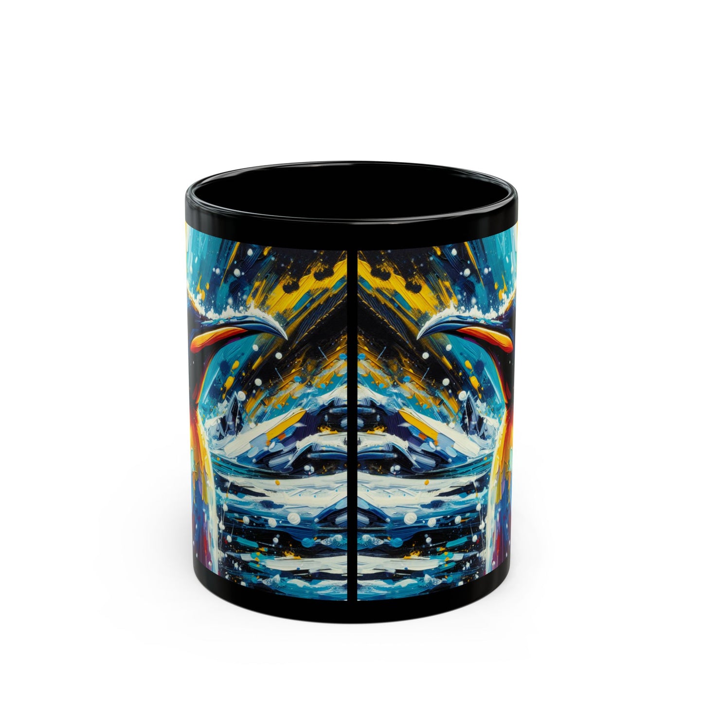Emperor Penguin in Snowfall - Black Mug (11oz, 15oz)