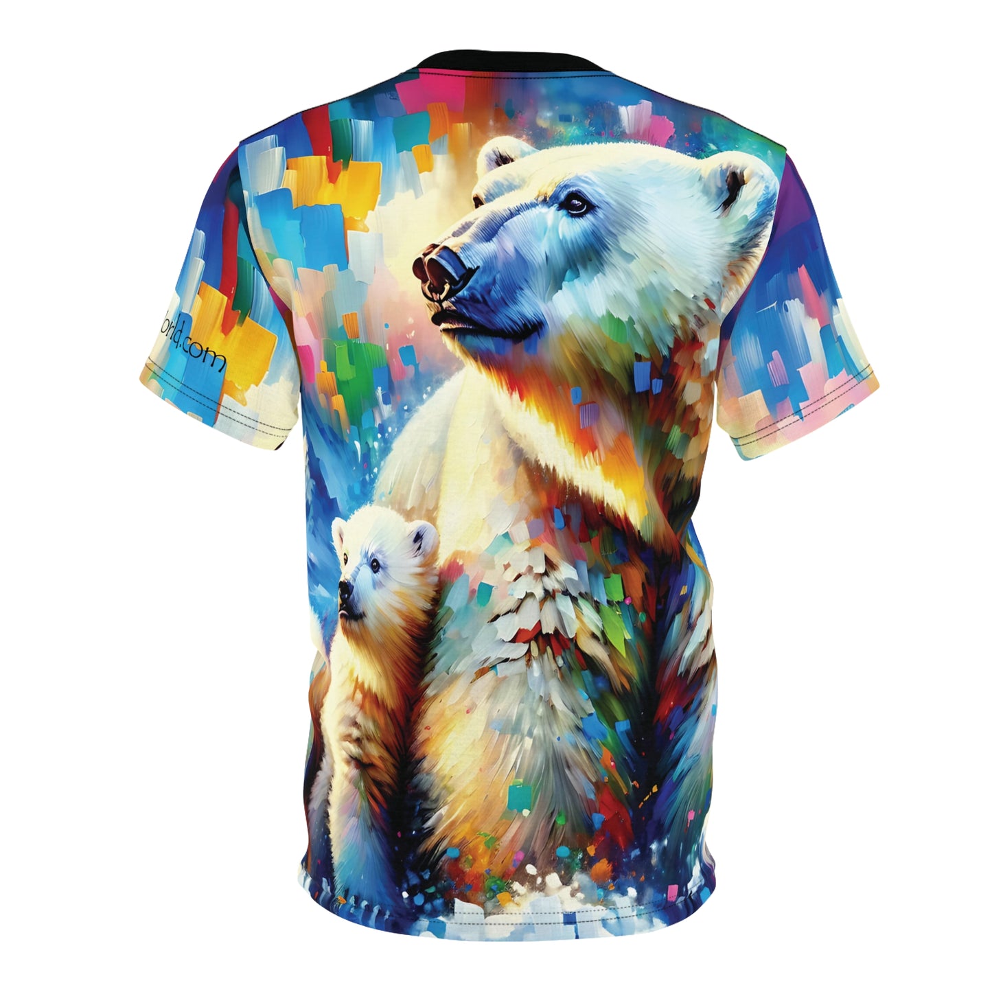 Polar Bear with Cub Vibrant Art Tee | Colorful Unisex Cut & Sew T-Shirt, Wildlife Apparel, Unique Graphic Tee, Birthday Gift