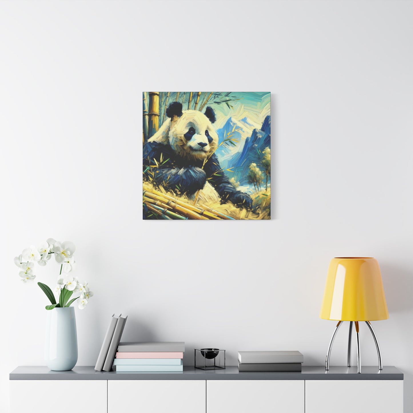 Canvas Wall Art - Giant Panda in Bamboo Forest, Contemporary Impressionist Style Print