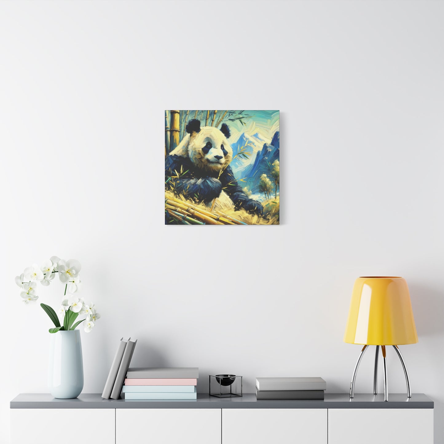 Canvas Wall Art - Giant Panda in Bamboo Forest, Contemporary Impressionist Style Print