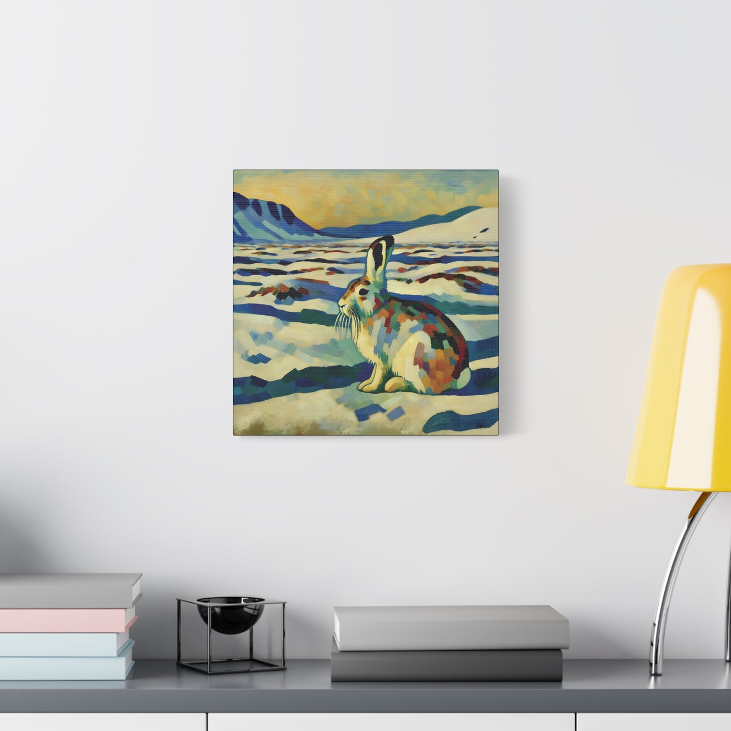 Arctic Hare on the Tundra, Expressionist Style Canvas Art Print