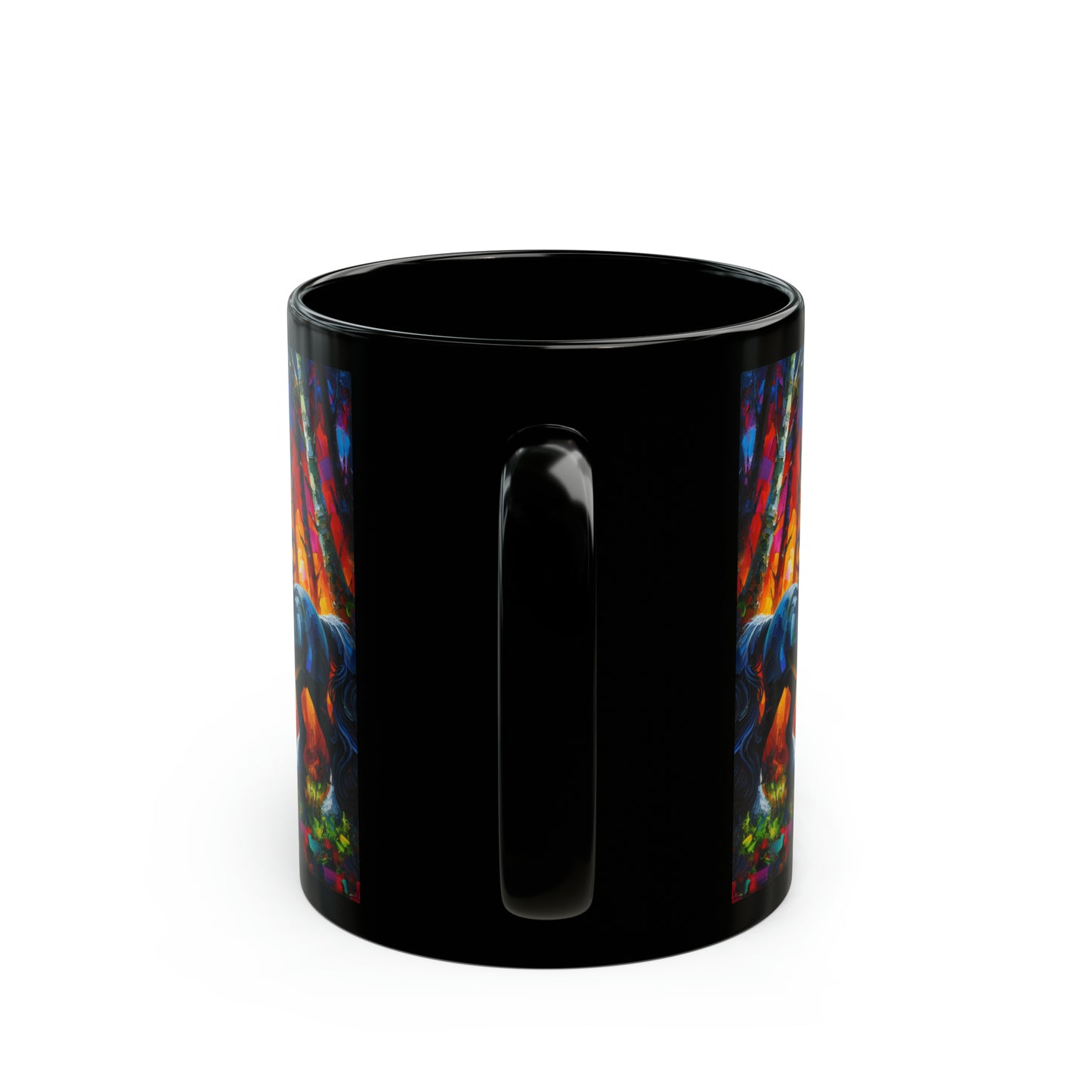Elegant Black Stallion Unicorn - Black Mugs (11oz, 15oz)
