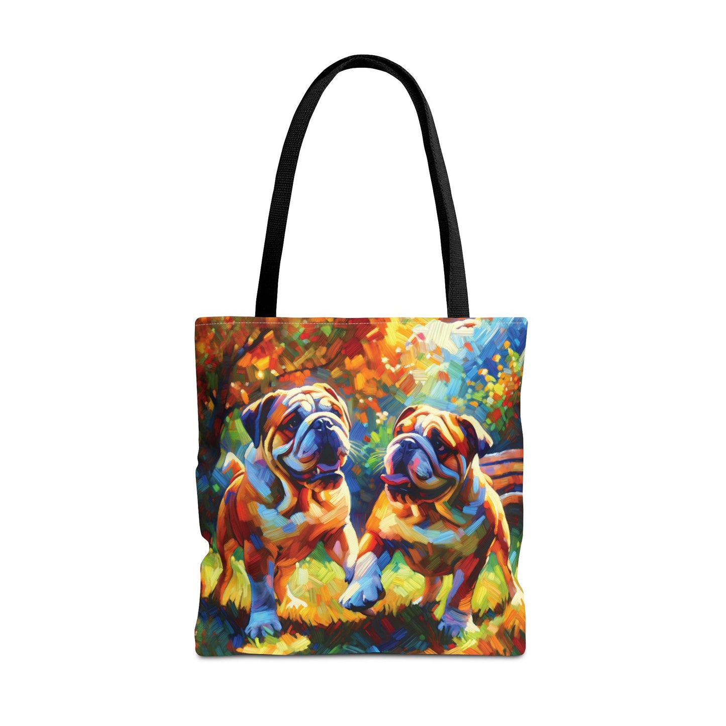 Playful Bulldogs - Colorful Artistic Tote Bag