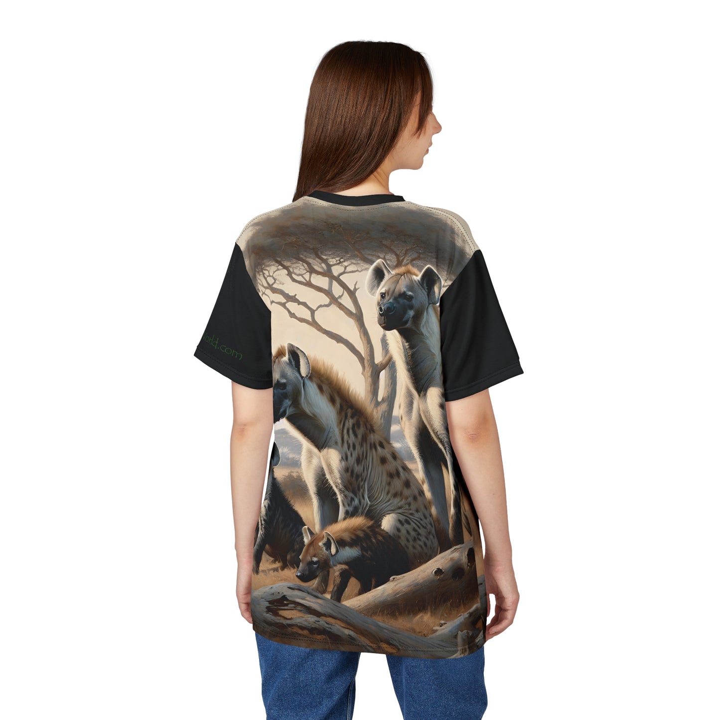 Hyena Family Art Tee | Unisex Cut & Sew T-Shirt, Wildlife Apparel, Unique Graphic Tee, Birthday Gift