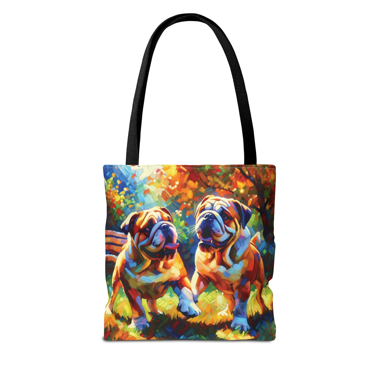 Playful Bulldogs - Colorful Artistic Tote Bag