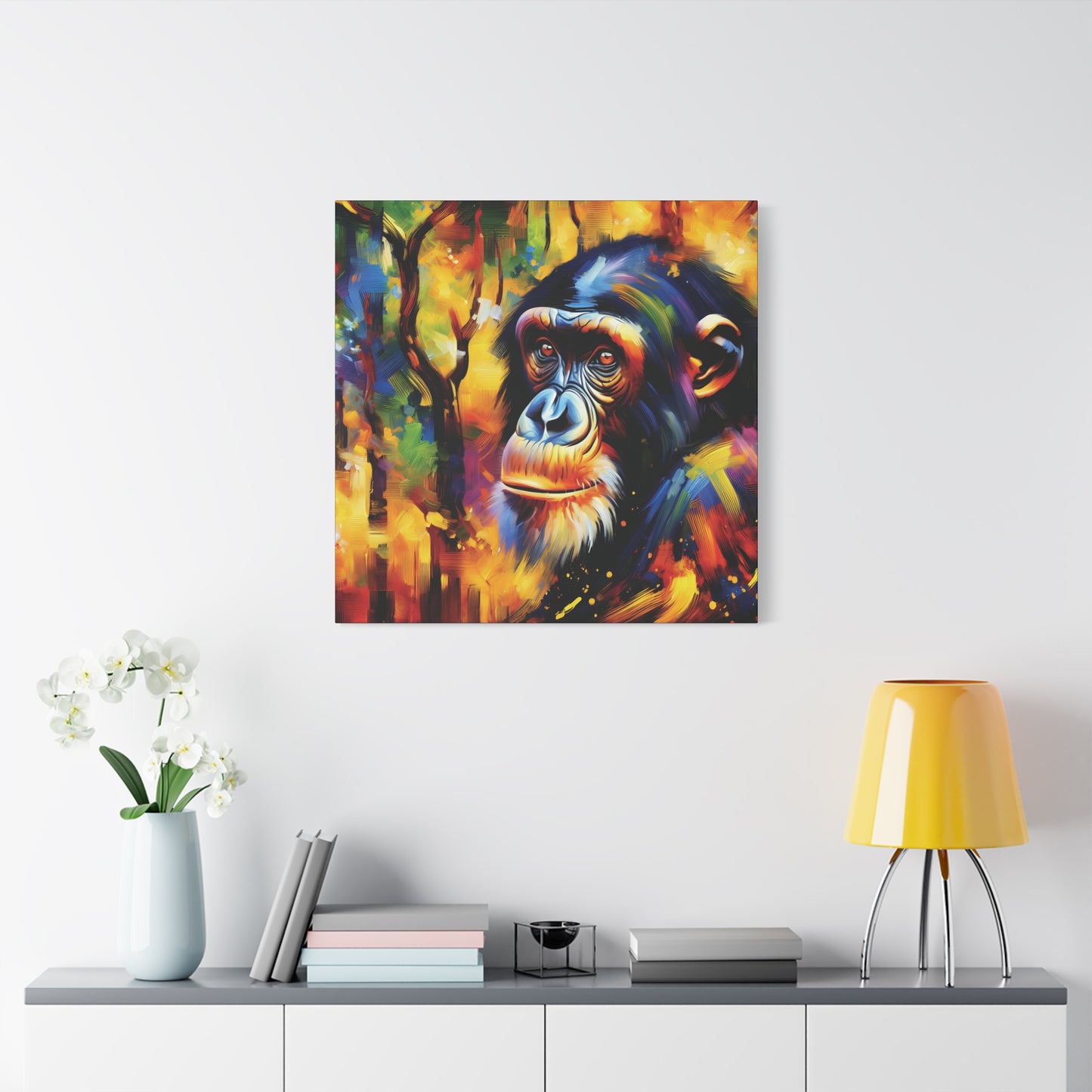 Curious Bonobo Expressionist Canvas Art Print