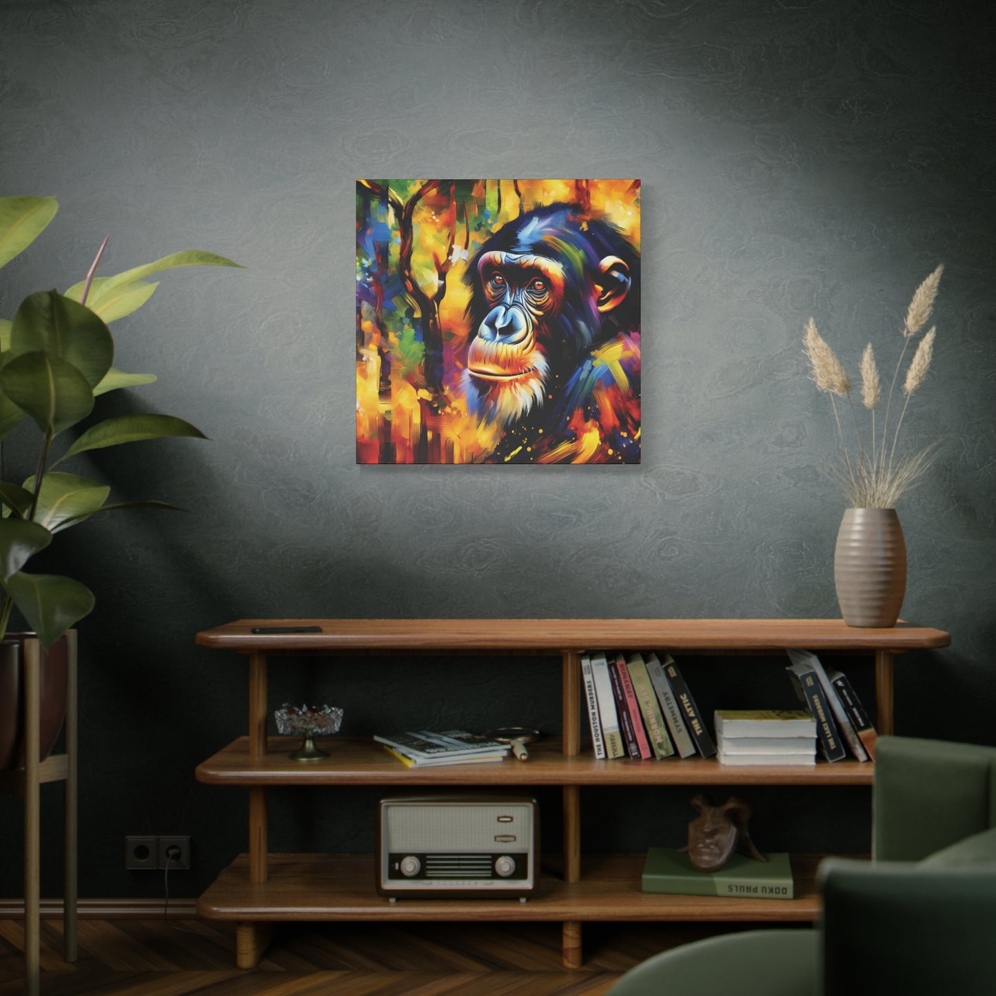 Curious Bonobo Expressionist Canvas Art Print