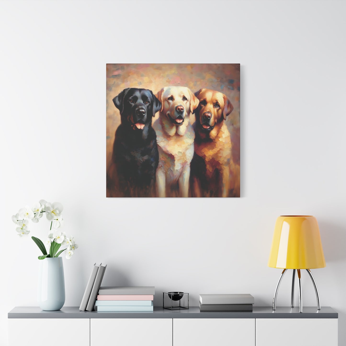 Canvas Print Labrador Retriever Trio Impressionist Style Art