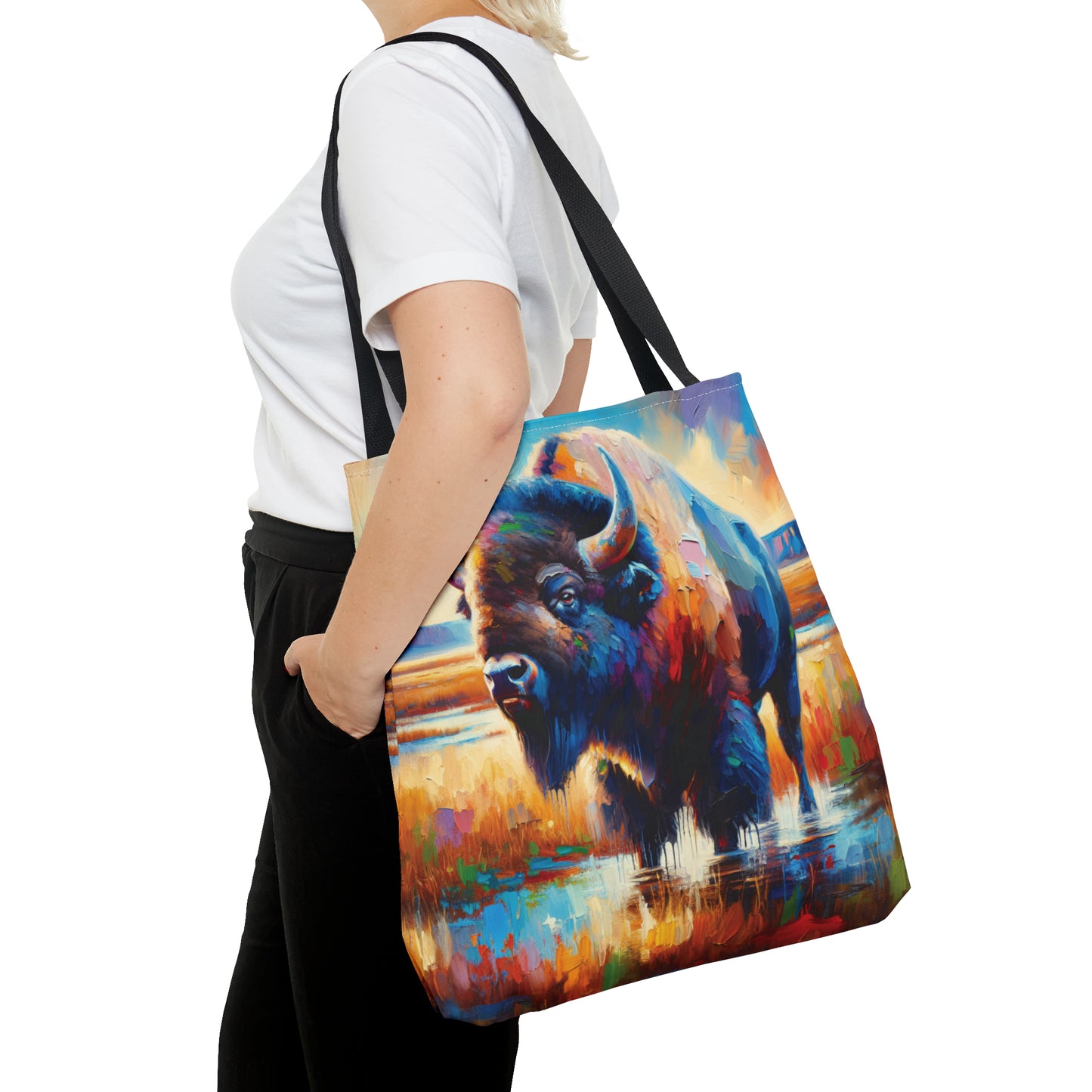Lone Bison After Rain - Tote Bag