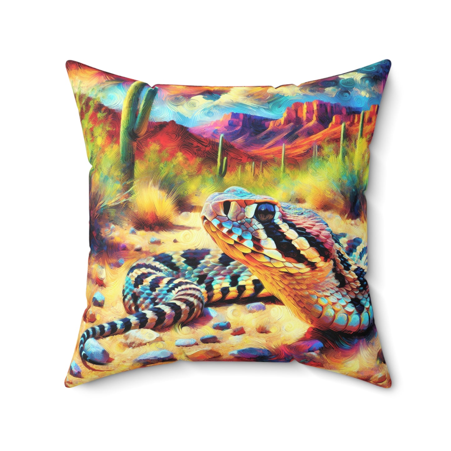 Desert Rattlesnake - Square Throw Pillows