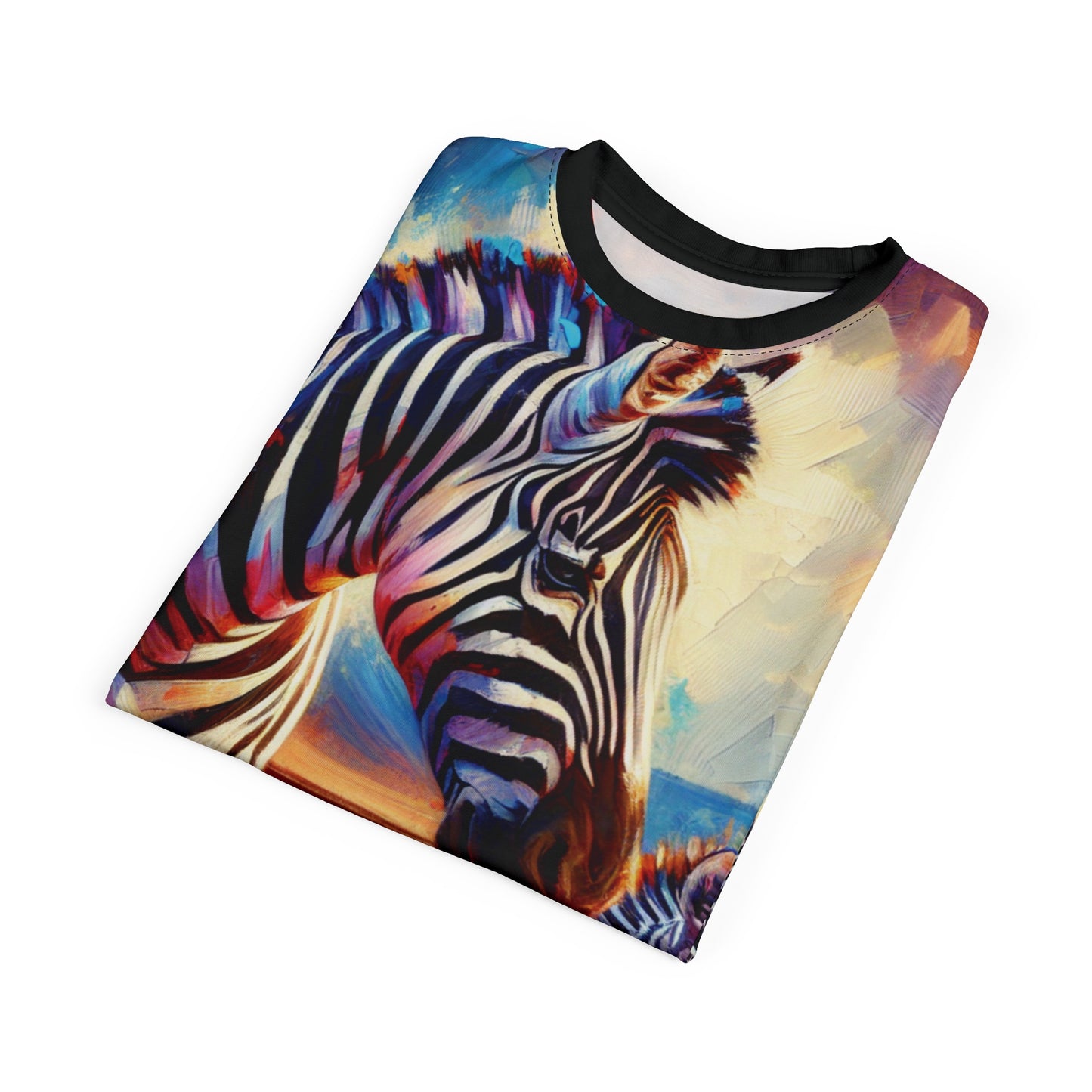 Zebra and Foal Art Tee | Colorful Unisex Cut & Sew T-Shirt, Wildlife Apparel, Unique Graphic Tee, Birthday Gift