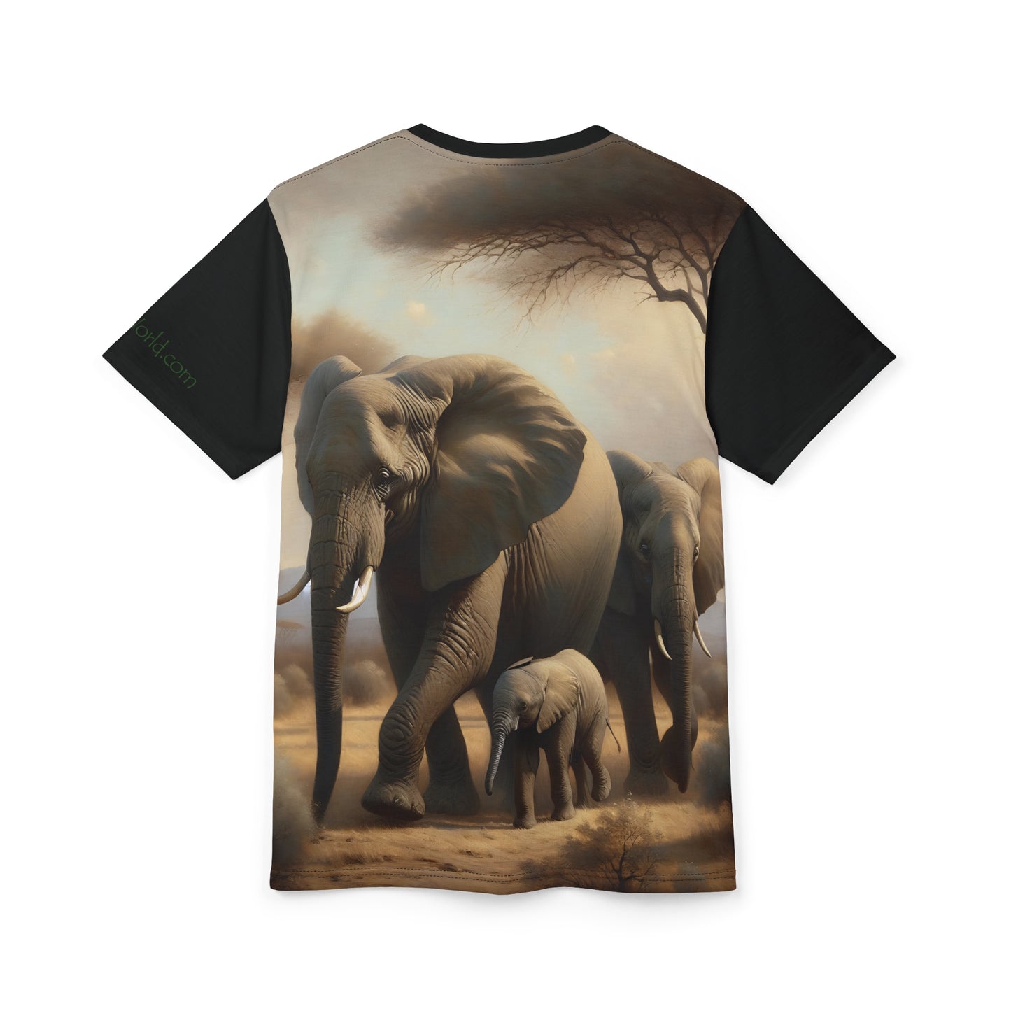 African Elephant Family Art Tee | Unisex Cut & Sew T-Shirt, Wildlife Apparel, Unique Graphic Tee, Birthday Gift