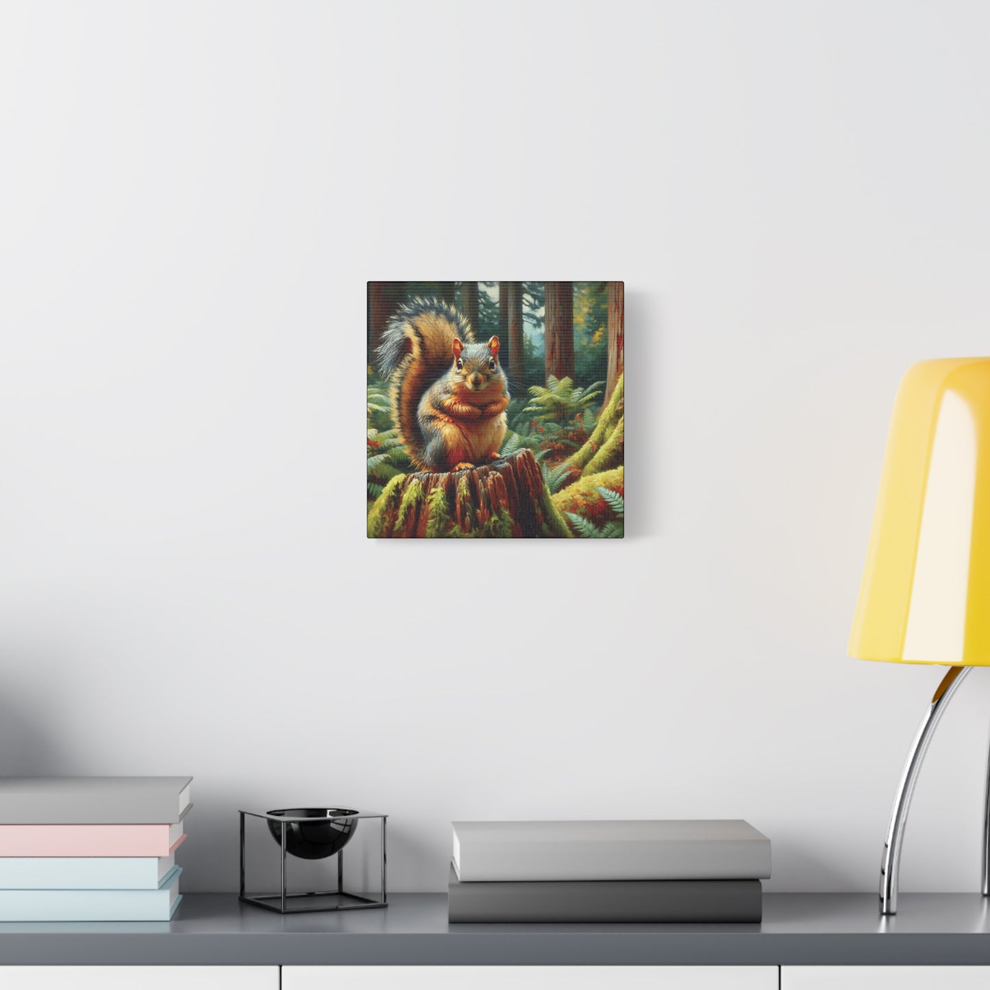 Douglas Squirrel in Olympic National Forest Impressionist Canvas Art Print