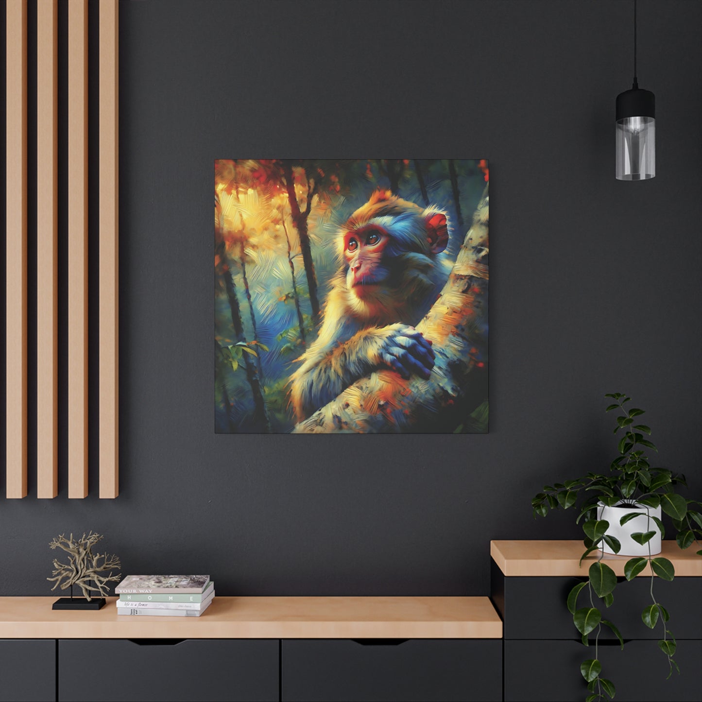 Monkey Wall Art - Rhesus Macaque Expressionist Canvas Art Print