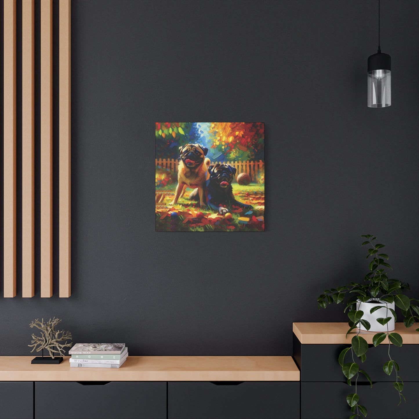 Pug Buddies Expressionist Canvas Art Print