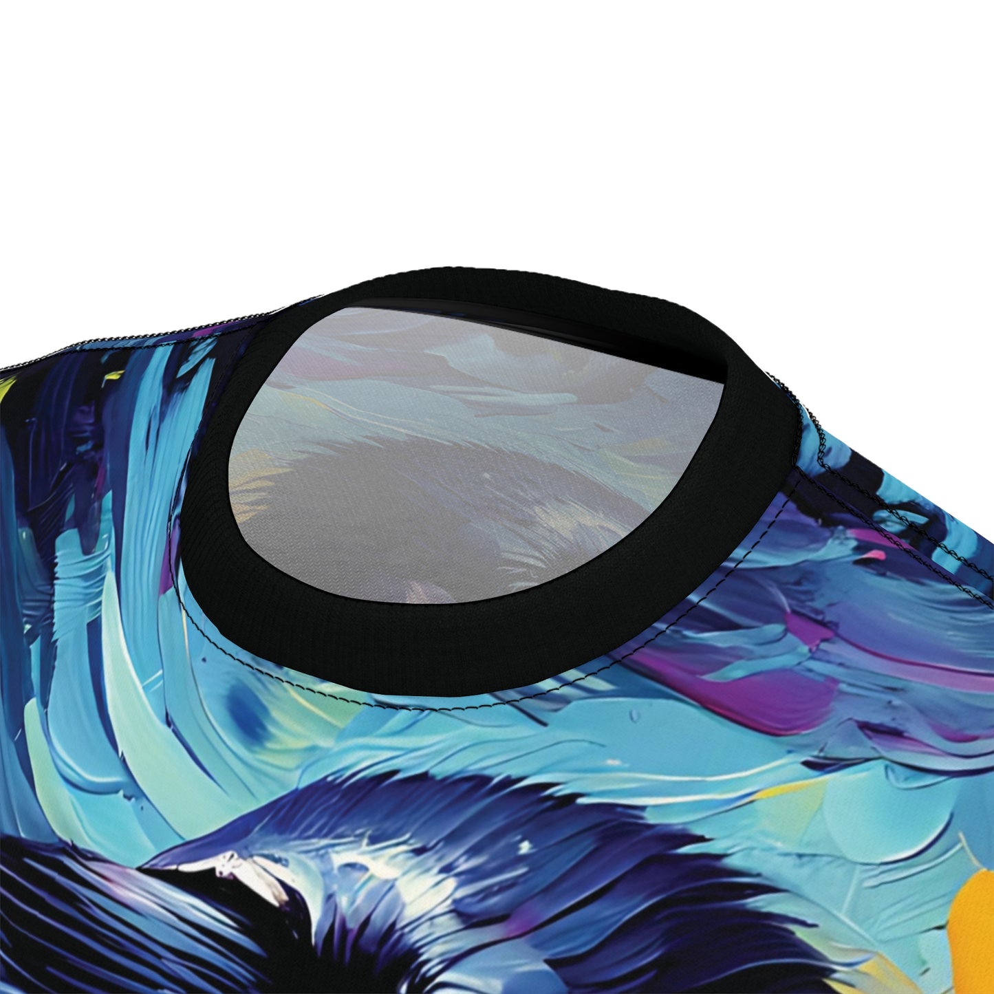 Colorful Raven Portrait Vibrant Art Tee | Colorful Unisex Cut & Sew T-Shirt, Wildlife Apparel, Unique Graphic Tee, Birthday Gift