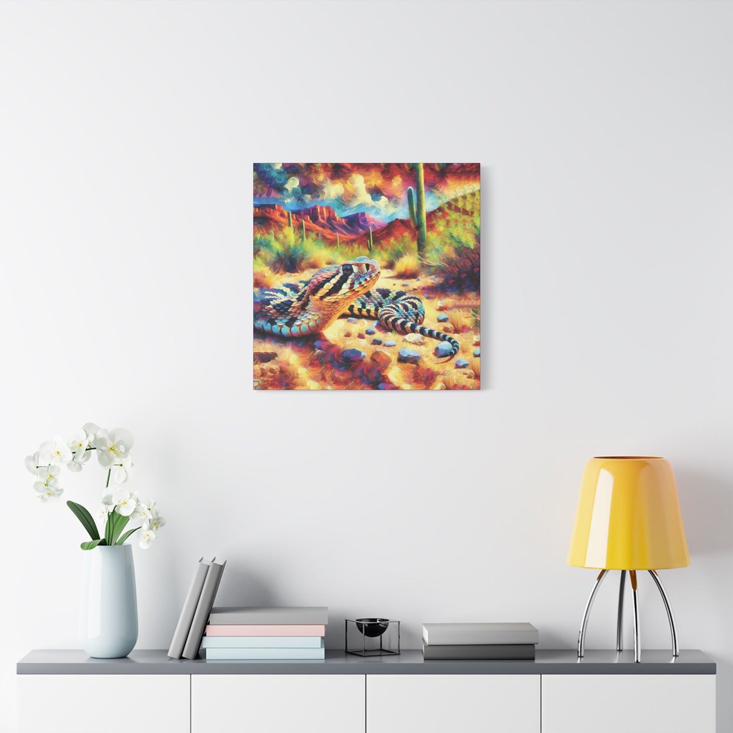 Desert Rattlesnake Expressionist Canvas Art Print