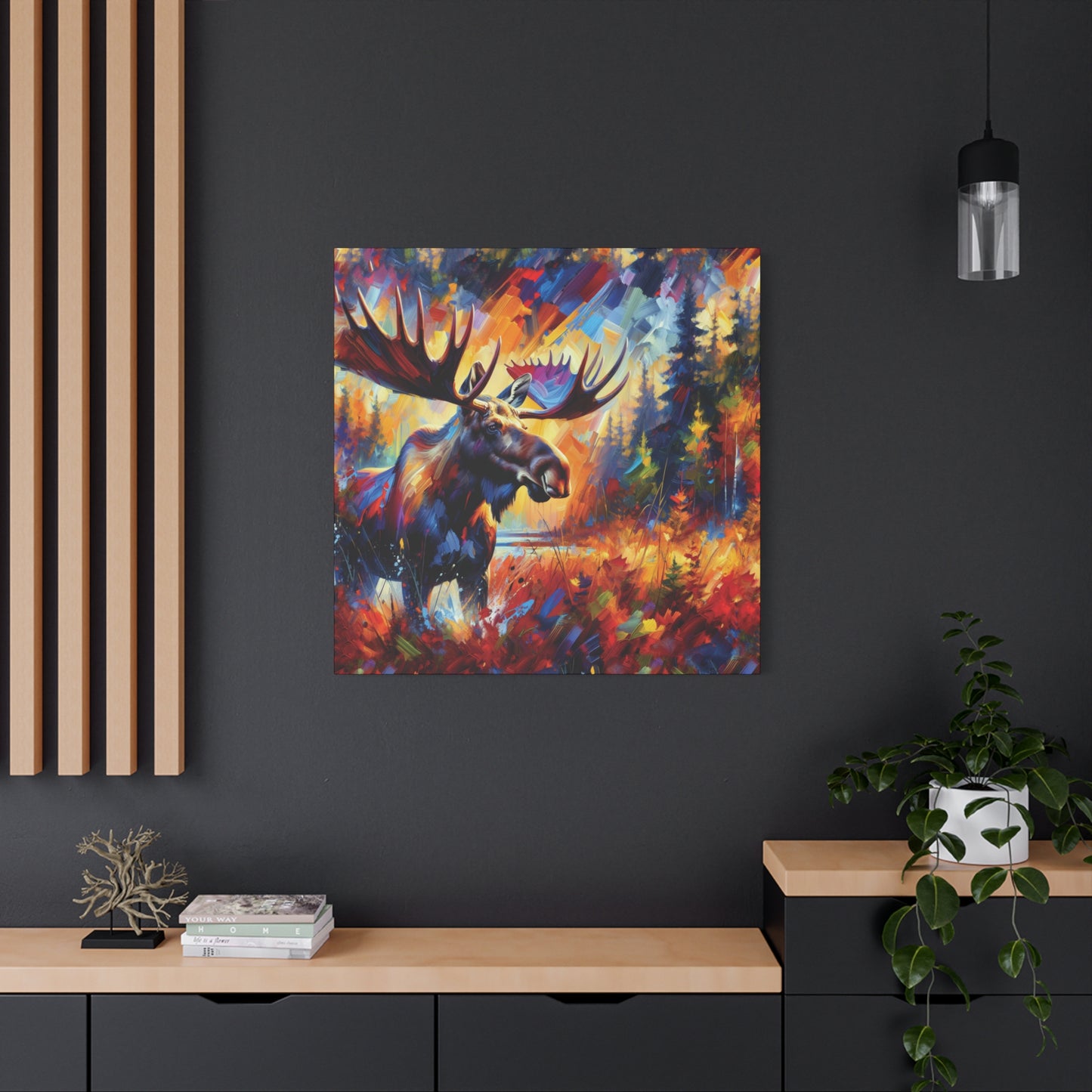 Sunset Moose Expressionist Canvas Art Print