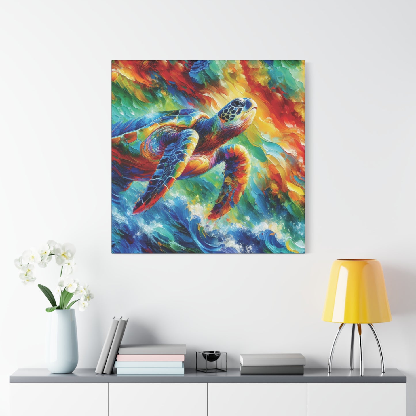 Canvas Wall Art - Sea Turtle Heading for the Light