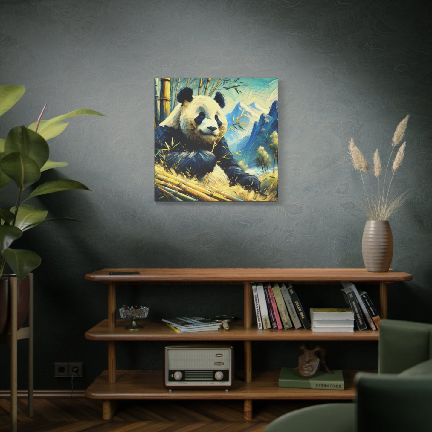 Canvas Wall Art - Giant Panda in Bamboo Forest, Contemporary Impressionist Style Print