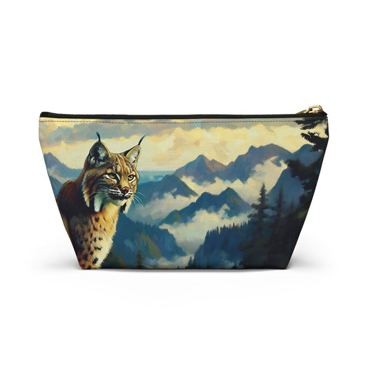 Bobcat in Olympic Mountains T-bottom Pouch | Perfect for Lynx Lovers, Gift for Cat Owners, Travel Accessory, Makeup Bag, Organizer