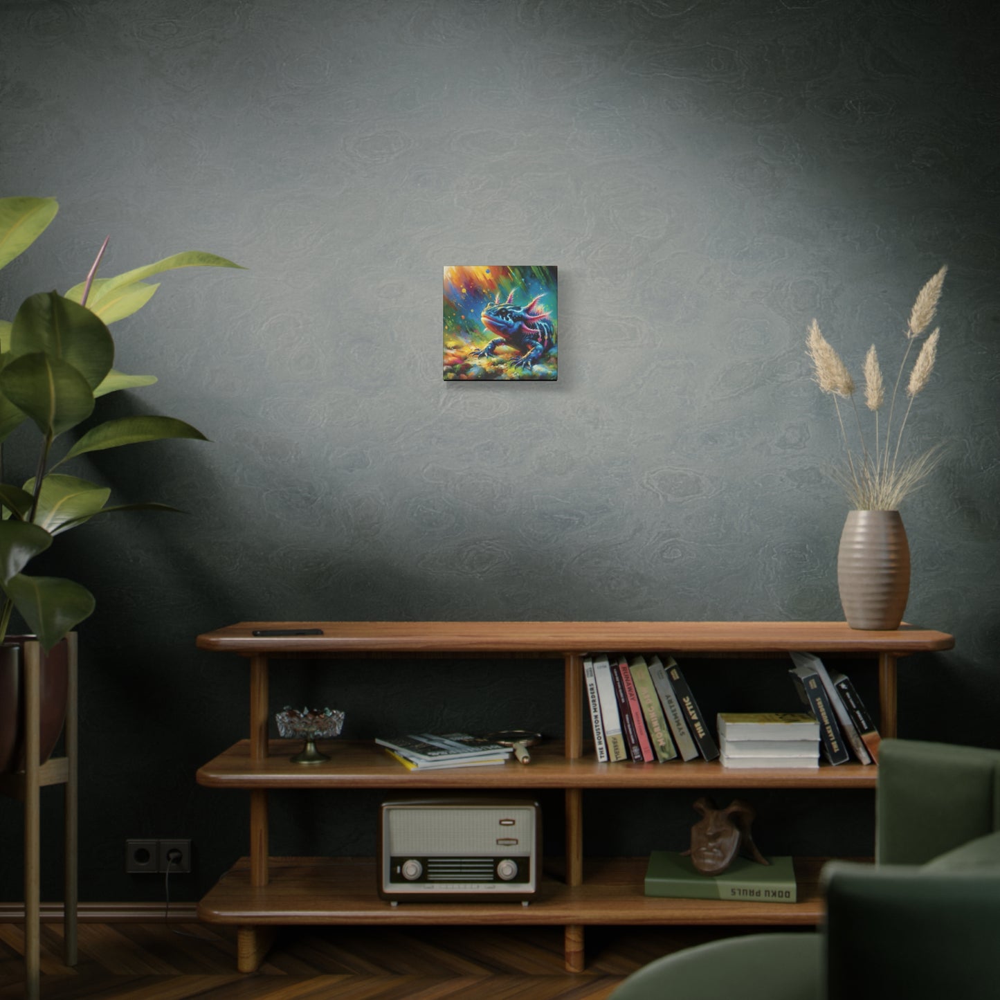 Axolotl Expressionist Art on Square Canvas