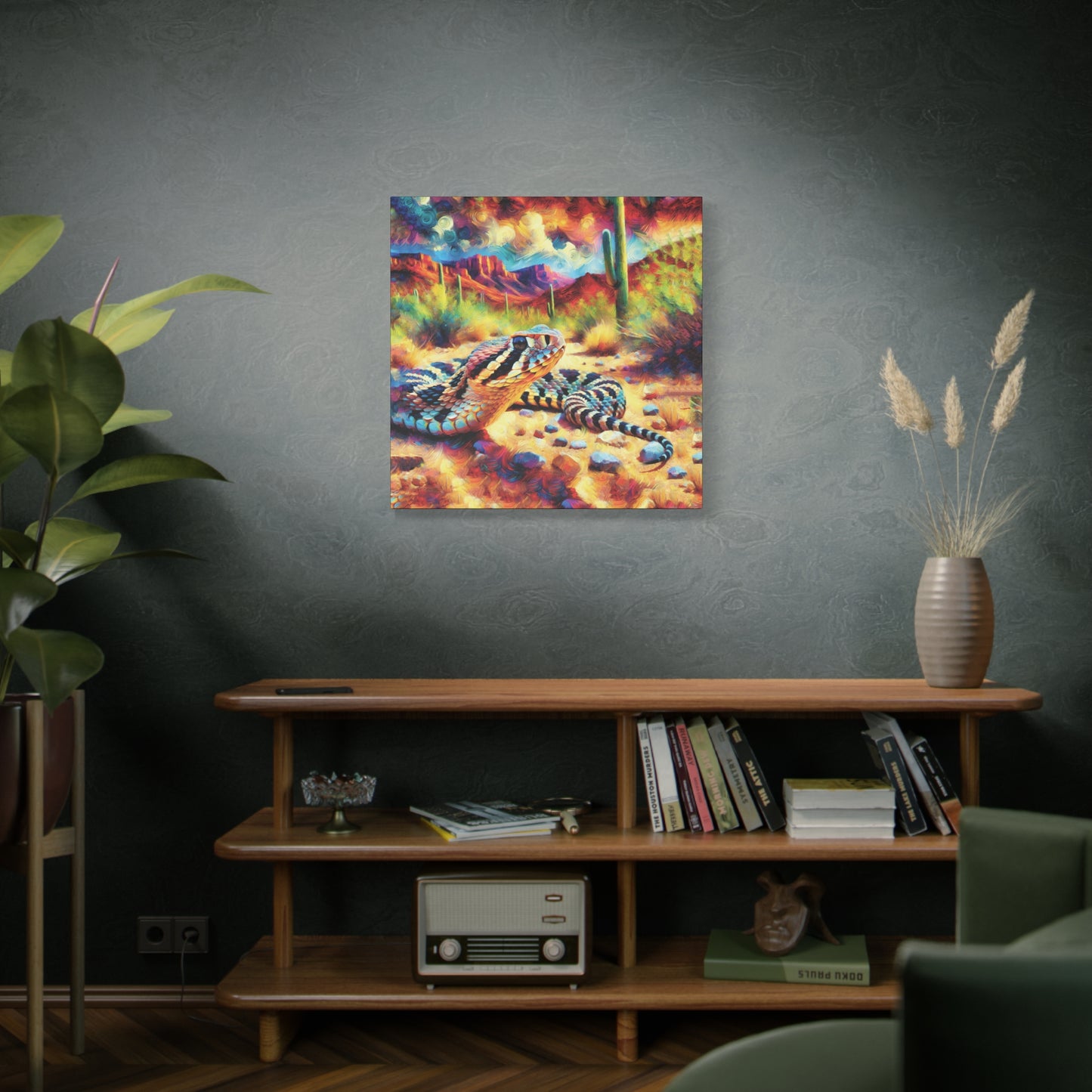 Desert Rattlesnake Expressionist Canvas Art Print