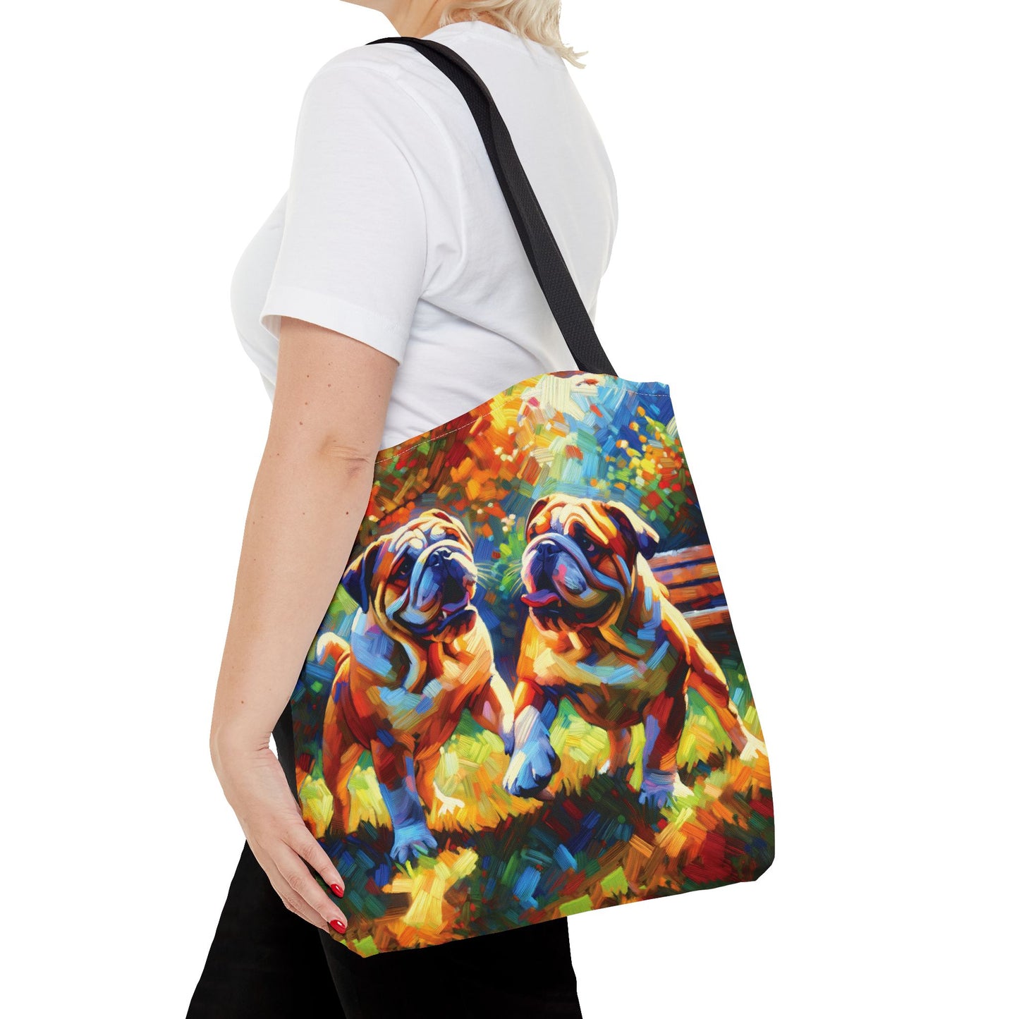 Playful Bulldogs - Colorful Artistic Tote Bag