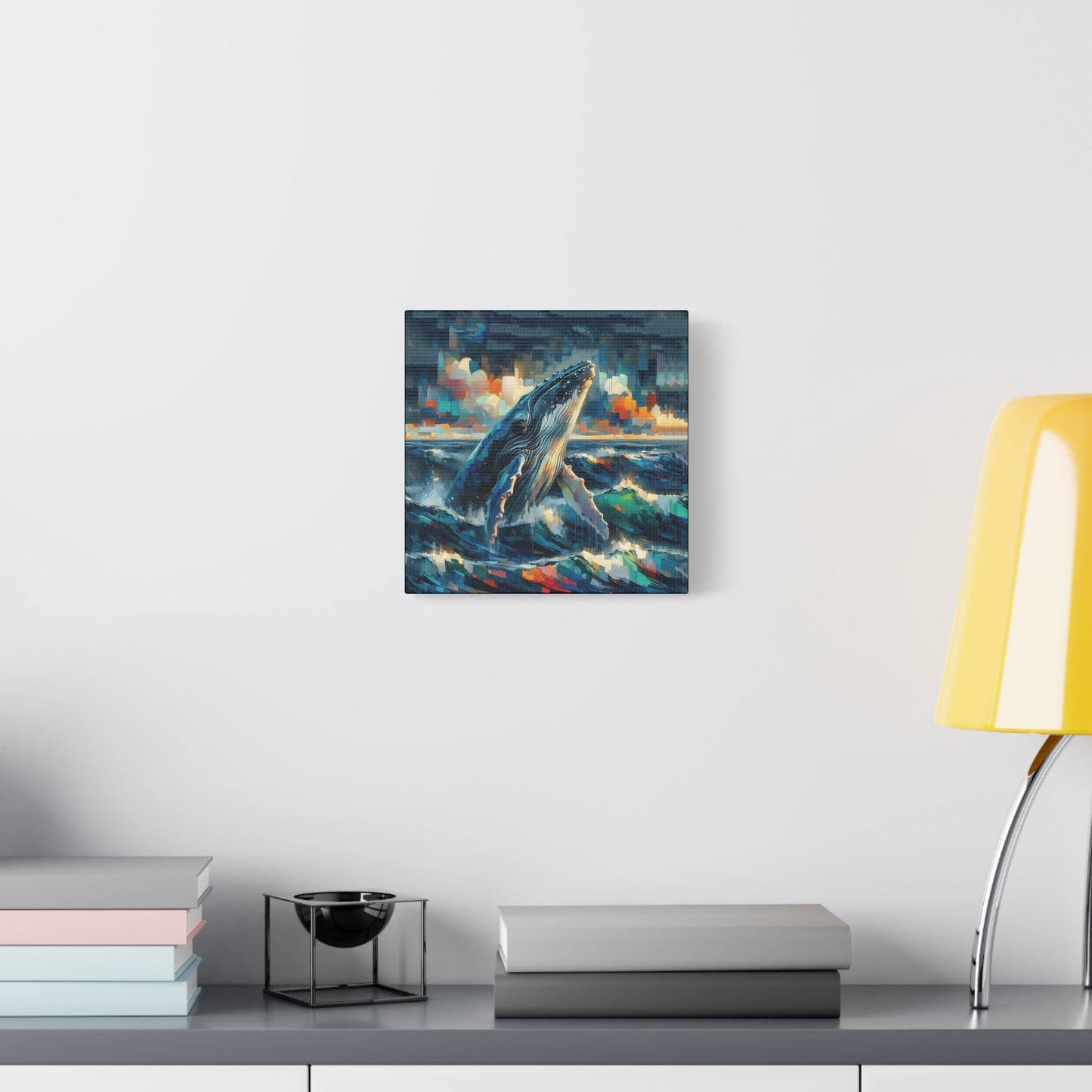 Humpback Breaching Expressionist Canvas Art Print