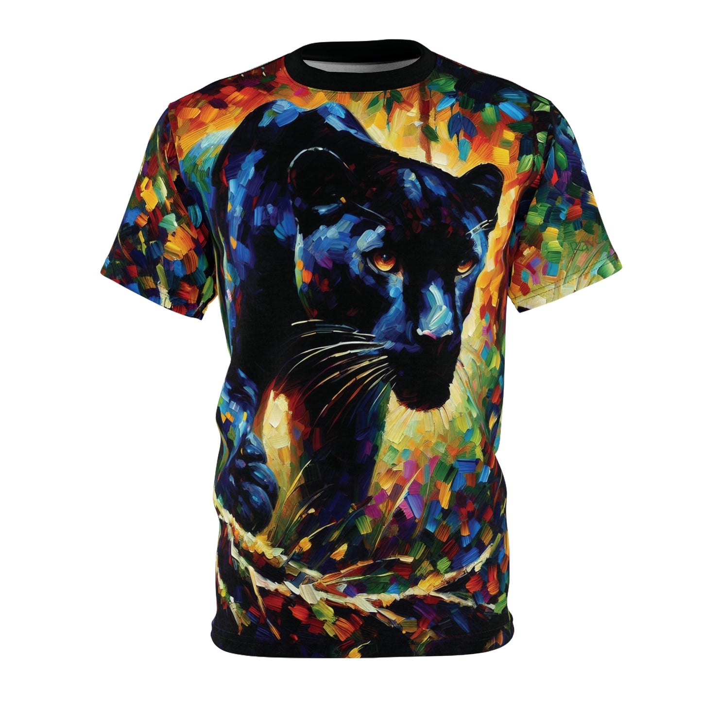 T-shirt with an all over print colorful panther design