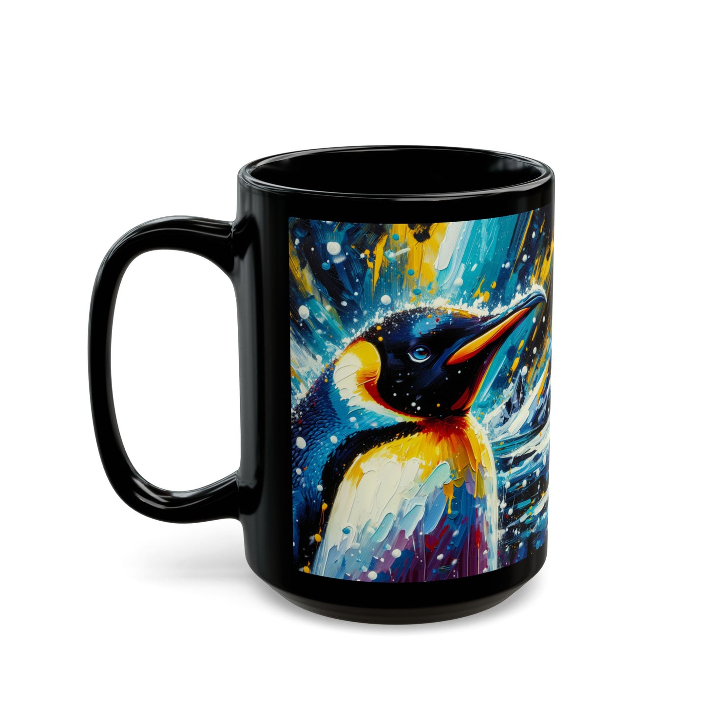 Emperor Penguin in Snowfall - Black Mug (11oz, 15oz)