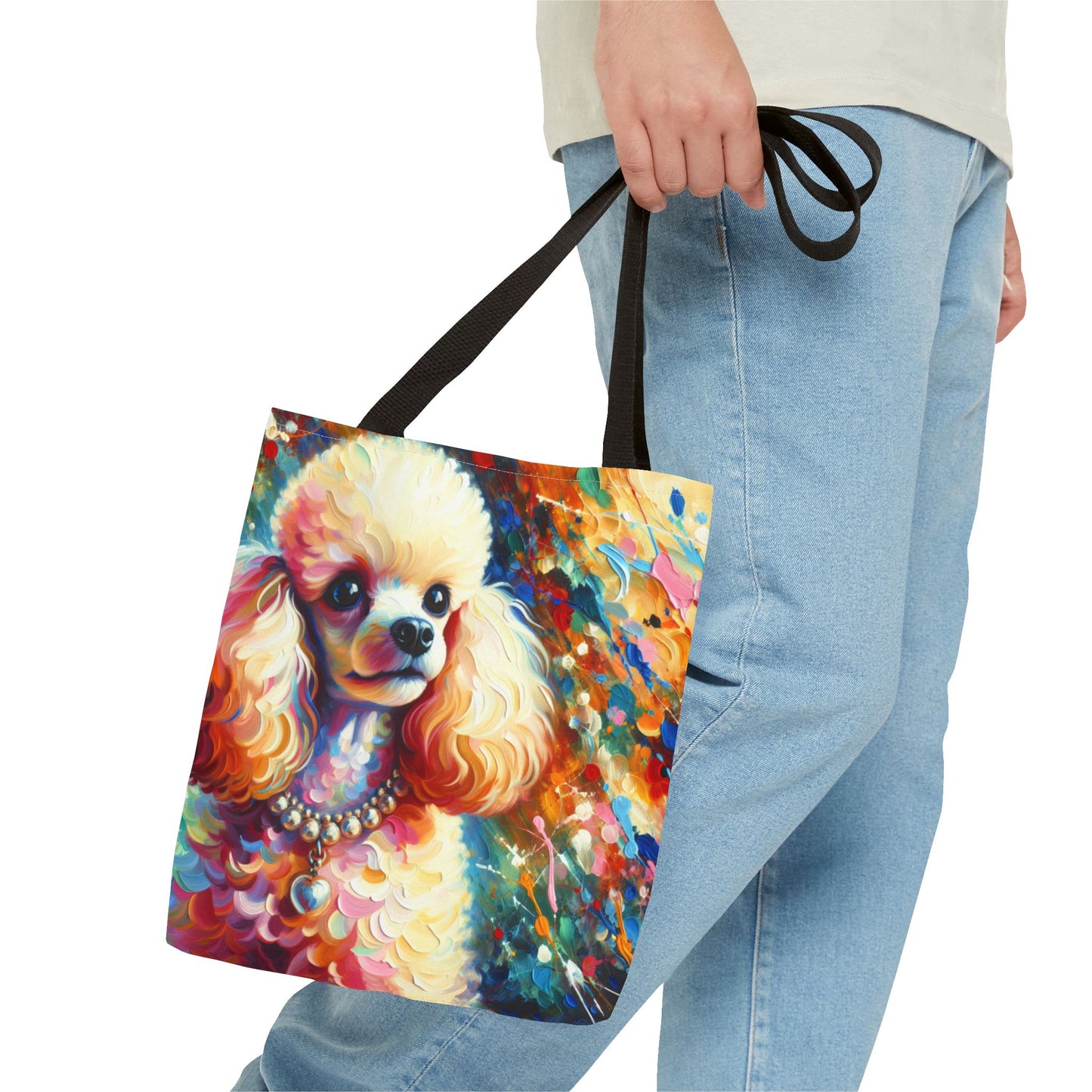 Cream Poodle with Pearls Tote Bag