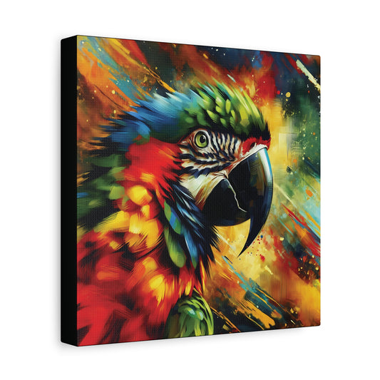 Colorful scarlet Macaw parrot painting on an abstract background