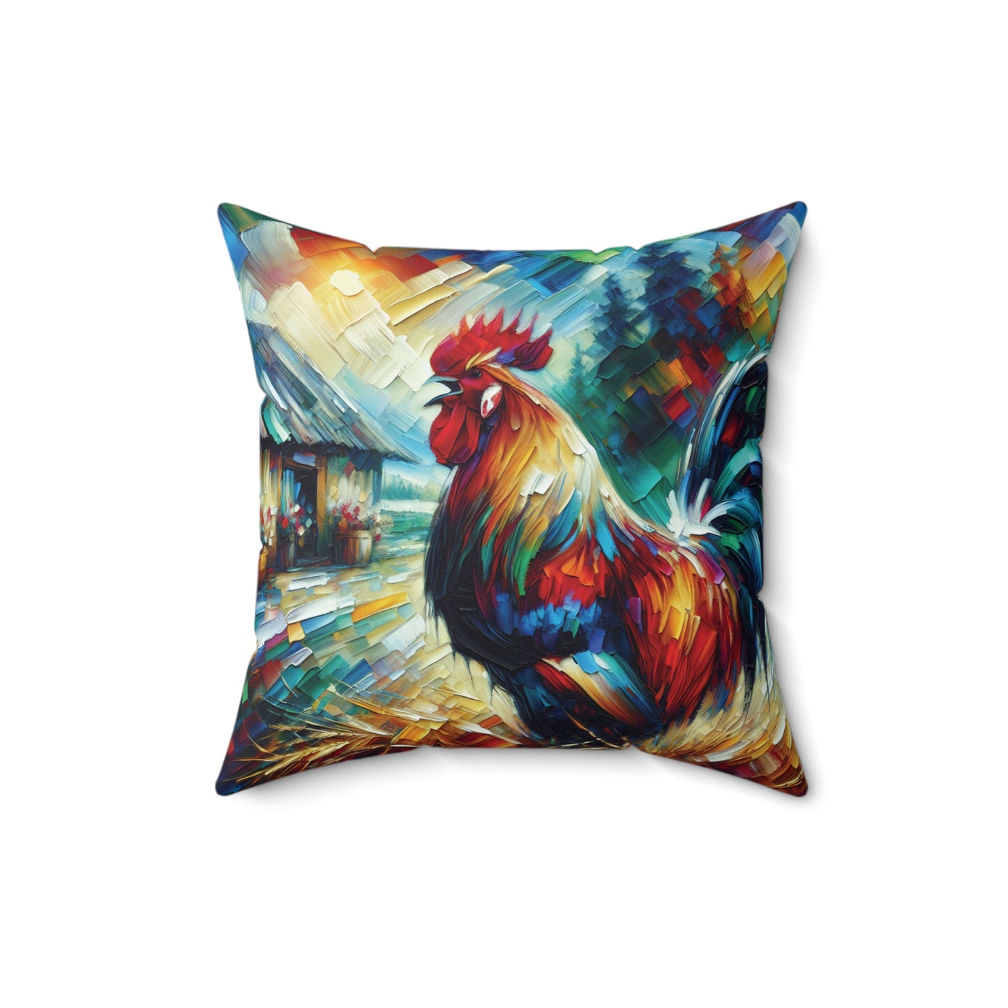 Rooster Morning - Square Throw Pillows